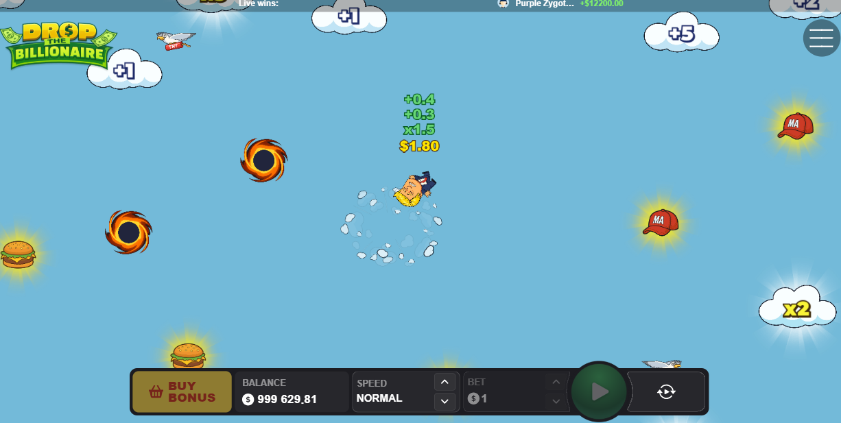 Milliardaire de Drop The Billionaire en chute parmi les multiplicateurs