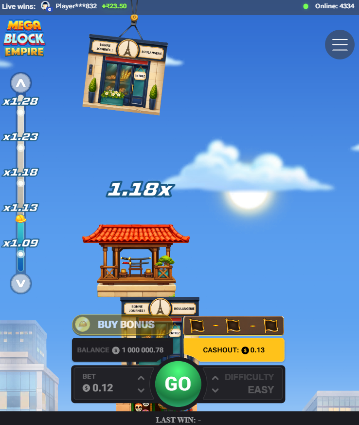 Vue verticale de MegaBlock Empire sur smartphone