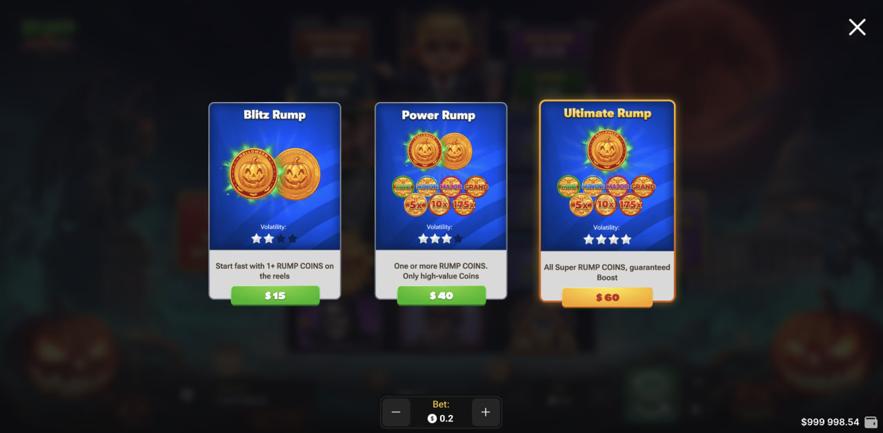 Les formules Blitz Rump, Power Rump et Ultimate Rump de Rump & Halloween sur ordinateur