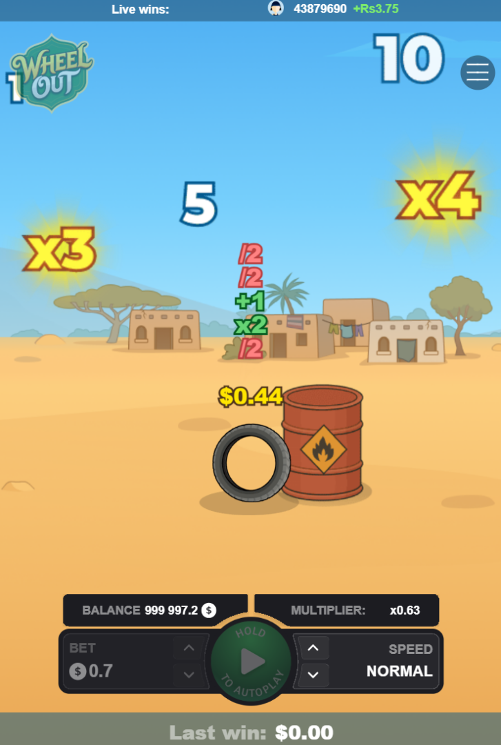 Écran mobile de Wheel Out avec multiplicateurs et baril