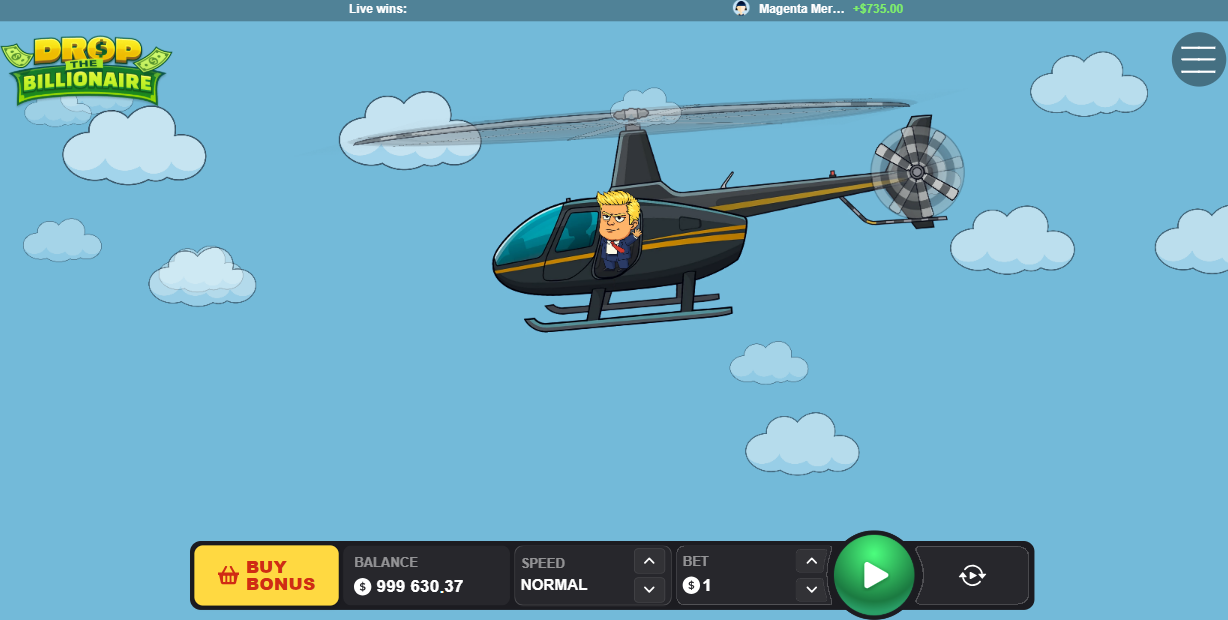 Départ de manche de Drop The Billionaire avec l'hélicoptère